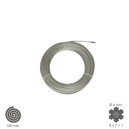 Cable Galvanizado   4 mm, (Rollo 100 Metros) No Elevacion