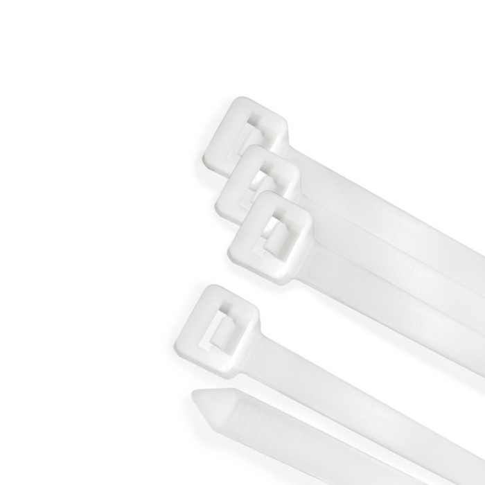 Brida Nylon 100%, Color Blanco / Natural 3,6 x 370 mm, 100 Piezas, Abrazadera Plastico, Organizador Cables, Alta Resistencia al 