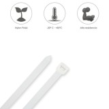 Brida Nylon 100%, Color Blanco / Natural 4,5 x 200 mm, 100 Piezas, Abrazadera Plastico, Organizador Cables, Alta Resistencia al 