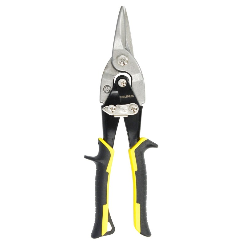 Tijeras Chapa Corte Central 250 mm, Hoja Acero Al Carbono, Mangos Engomados, Con Dientes Serrados, Cortachapa, Tijera Aviacion