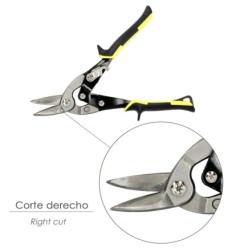 Tijeras Chapa Corte Derechas 250 mm, Hoja Acero Al Carbono, Mangos Engomados, Con Dientes Serrados, Cortachapa, Tijera Aviacion