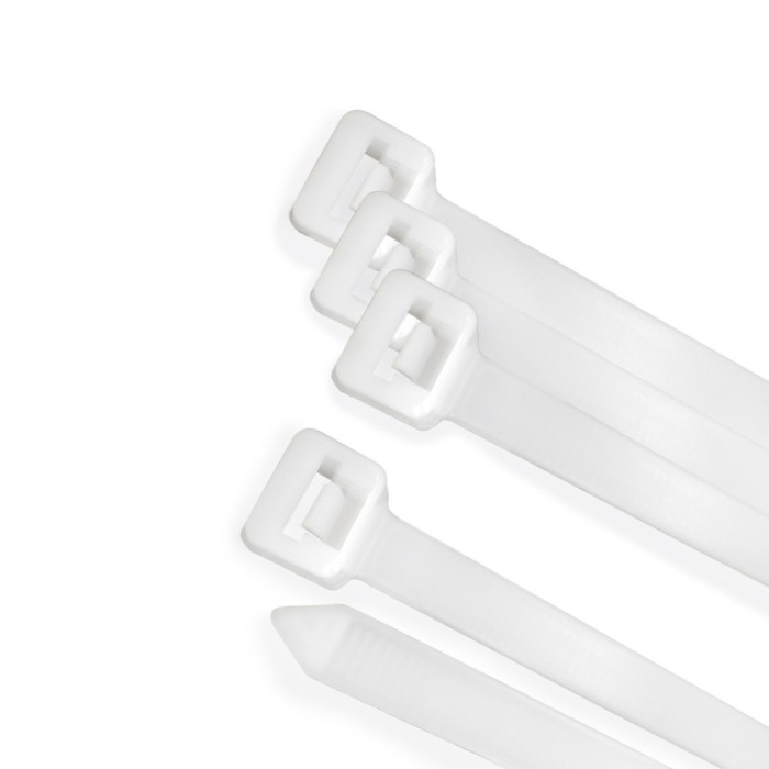 Brida Nylon 100%, Color Blanco / Natural 4,5 x 360 mm, 100 Piezas, Abrazadera Plastico, Organizador Cables, Alta Resistencia al 