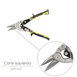 Tijeras Chapa Corte Izquierda 250 mm, Hoja Acero Al Carbono, Mangos Engomados, Con Dientes Serrados, Cortachapa, Tijera Aviacion
