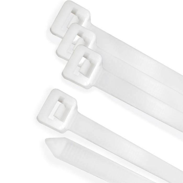 Brida Nylon 100%, Color Blanco / Natural 7,5 x 450 mm, 100 Piezas, Abrazadera Plastico, Organizador Cables, Alta Resistencia al 