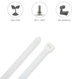 Brida Nylon 100%, Color Blanco / Natural 9,0 x 780 mm, 100 Piezas, Abrazadera Plastico, Organizador Cables, Alta Resistencia al 