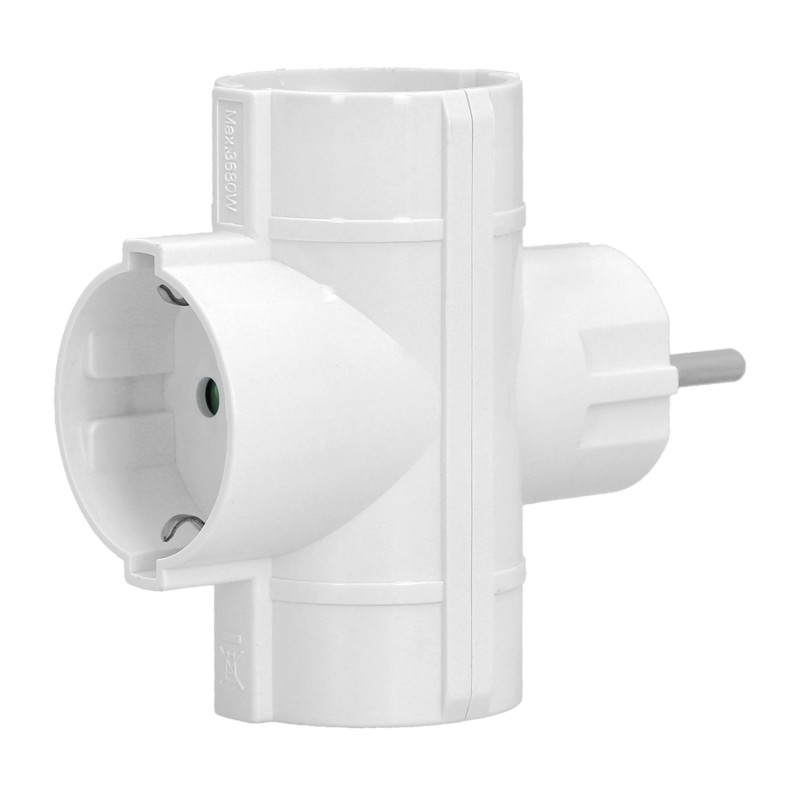 Adaptador Triple Schuko 16 A 250 V,