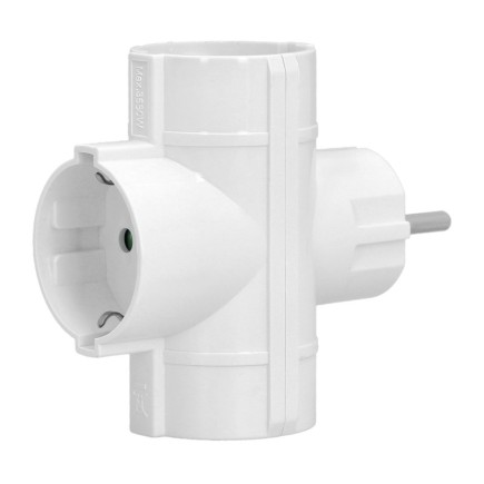 Adaptador Triple Schuko 16 A 250 V,