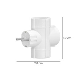 Adaptador Triple Schuko 16 A 250 V,