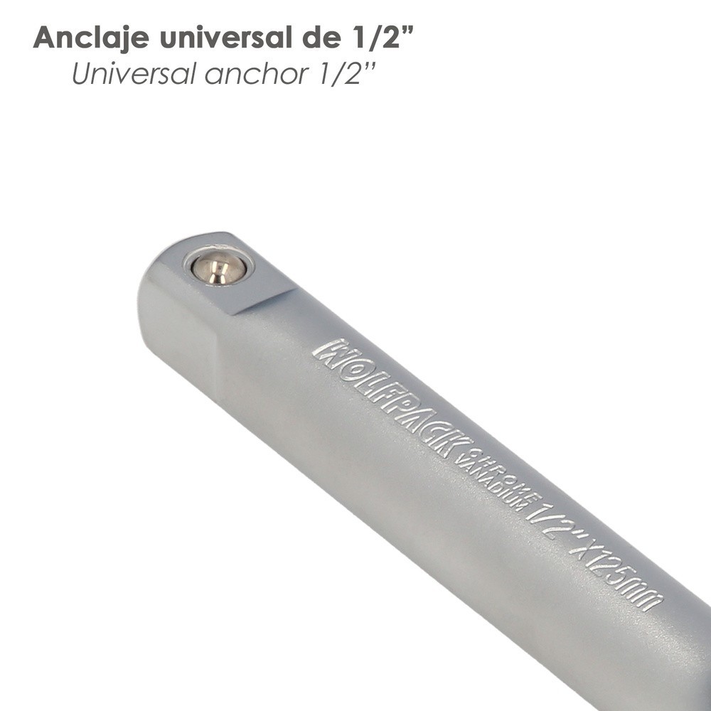 Alargadera Llave De Vaso Cuadradillo 1/2" Longitud 125 mm, Acero Cromo Vanadio al por Mayor | Almacén de Ferretería
