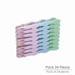 Pinzas Tender Ropa Plastico (Pak 24 Pz)