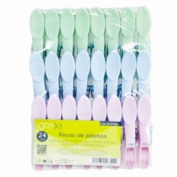 Pinzas Tender Ropa Plastico (Pak 24 Pz)