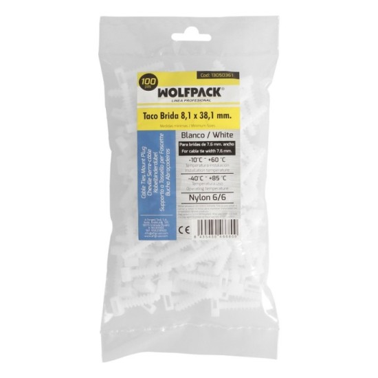 Taco Fijación Brida Nylon Blanco 8 mm, (Bolsa 100 Unidades) al por Mayor | Almacén de Ferretería