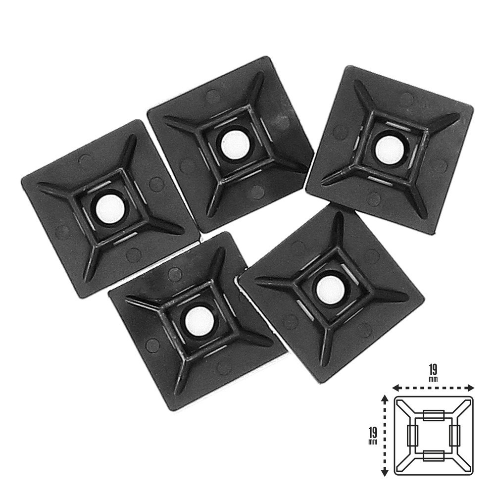 Base Adhesiva Para Bridas 19x19 mm, Negra Bolsa 100 Unidades al por Mayor | Almacén de Ferretería