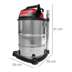 Aspirador Inoxidable 30 Litros / 1400 Watt, Interruptor Sincronizado,