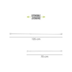 Barra Para  Cortina Ducha Extensible Aluminio Blanco 70 a 125 cm,