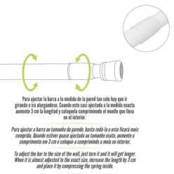 Barra Para  Cortina Ducha Extensible Aluminio Blanco 70 a 125 cm,