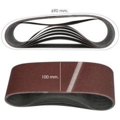 Lija Recambio Banda 100 x 690 mm, Grano 40 (6 Piezas)