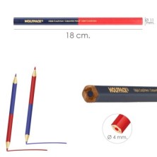 Lapiz Carpintero Bicolor 18 cm, (12 Unidades) Lapiz Marcador, Lapiz Carpinteria, Marcador Obra Colo Rojo / Azul