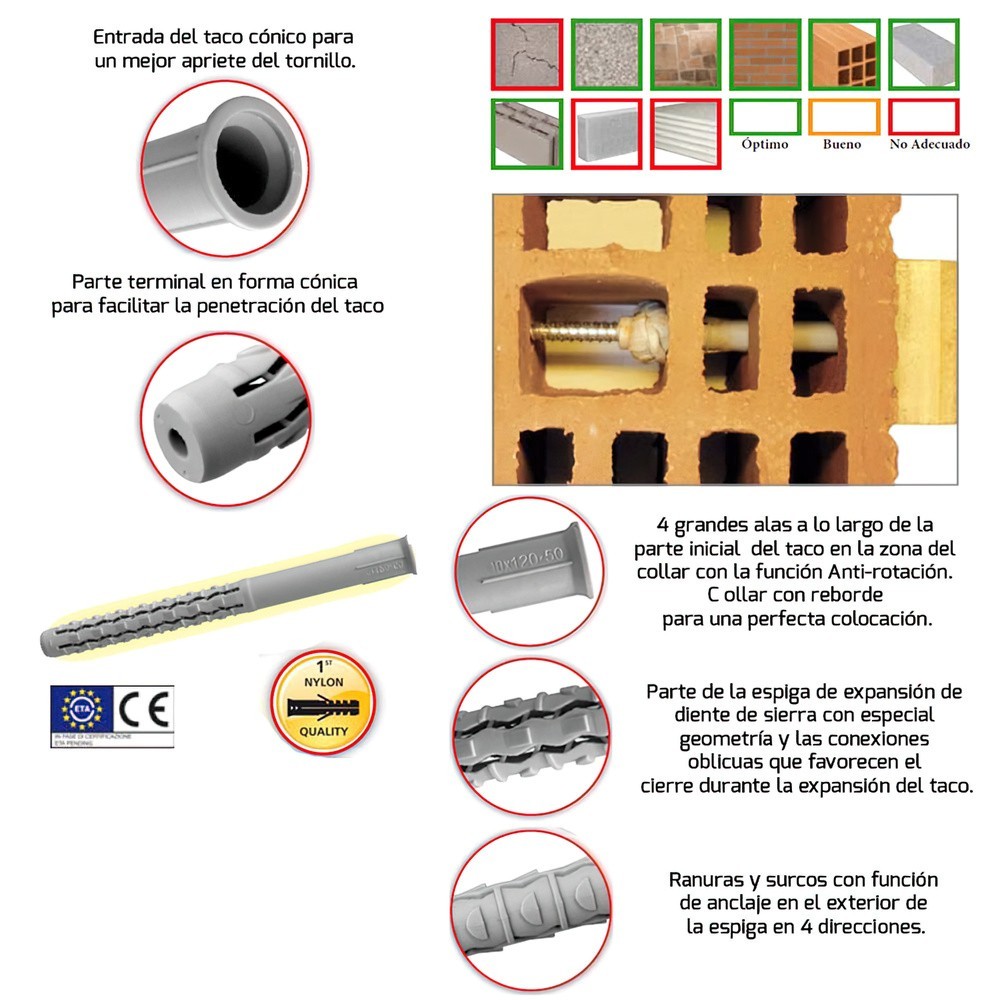 Taco Wolfpack Con Tirafondo Torx MU-XL  8 x 100 mm, (Caja de 50 piezas) al por Mayor | Almacén de Ferretería