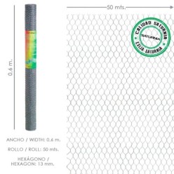 Enrejado Triple Torsion 13/  60 cm, Rollo 50 Metros Uso Domestico