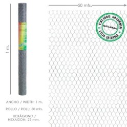 Enrejado Triple Torsion 25/ 100 cm, Rollo 50 Metros Uso Domestico