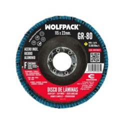 Disco Lamina Lija Circon Inox - Plus 115x22 mm, Grano 80