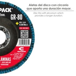 Disco Lamina Lija Circon Inox - Plus 115x22 mm, Grano 80