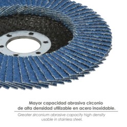 Disco Lamina Lija Circon Inox - Plus 115x22 mm, Grano 80