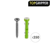 Cubo Tacos Topgripper Bimaterial Con Tornillos Ø 6 mm, 250 Piezas Taco Anclaje Universal, Taco Hormigon, Taco Pladur al por Mayo