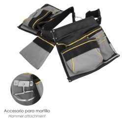 Bolsa Encofrador Doble Con Cinturón Ajustable, Colgador de Martillo, Bolsa Herramientas, Portaherramientas