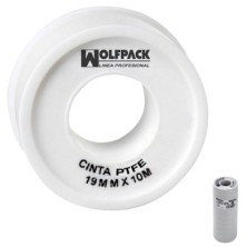 Cinta PTFE Wolfpack  12 mm, x 10 m, (Paquete 10 Rollos)