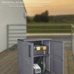 Armario Resina Bajo  68x37x84 cm, Color gris oscuro,