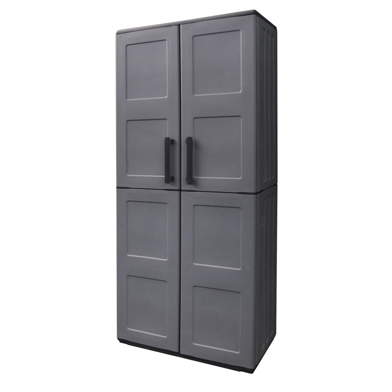 Armario Resina Alto 68x37x169 cm, Color Gris Oscuro