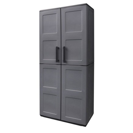 Armario Resina Alto 68x37x169 cm, Color Gris Oscuro