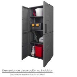 Armario Resina Alto 68x37x169 cm, Color Gris Oscuro