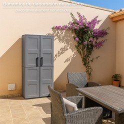 Armario Resina Alto 68x37x169 cm, Color Gris Oscuro