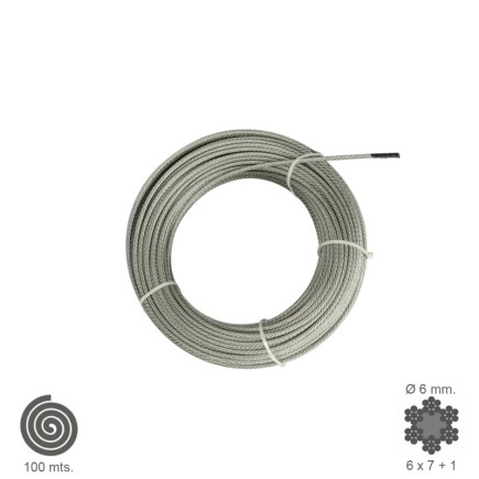 Cable Galvanizado   6 mm, (Rollo 100 Metros) No Elevacion