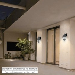 Farol Jardin Soporte Alto Negro,