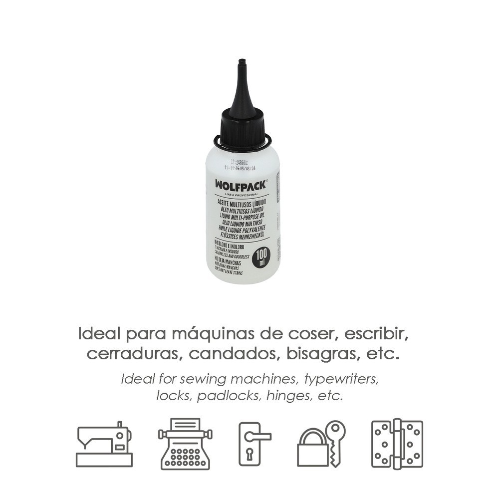 Aceite Lubricante Multiuso Liquido 100 ml, Aceite Cadenas, Aceite Bisagras, Aceite Maquinas Coser, Aceite Cerraduras al por Mayo