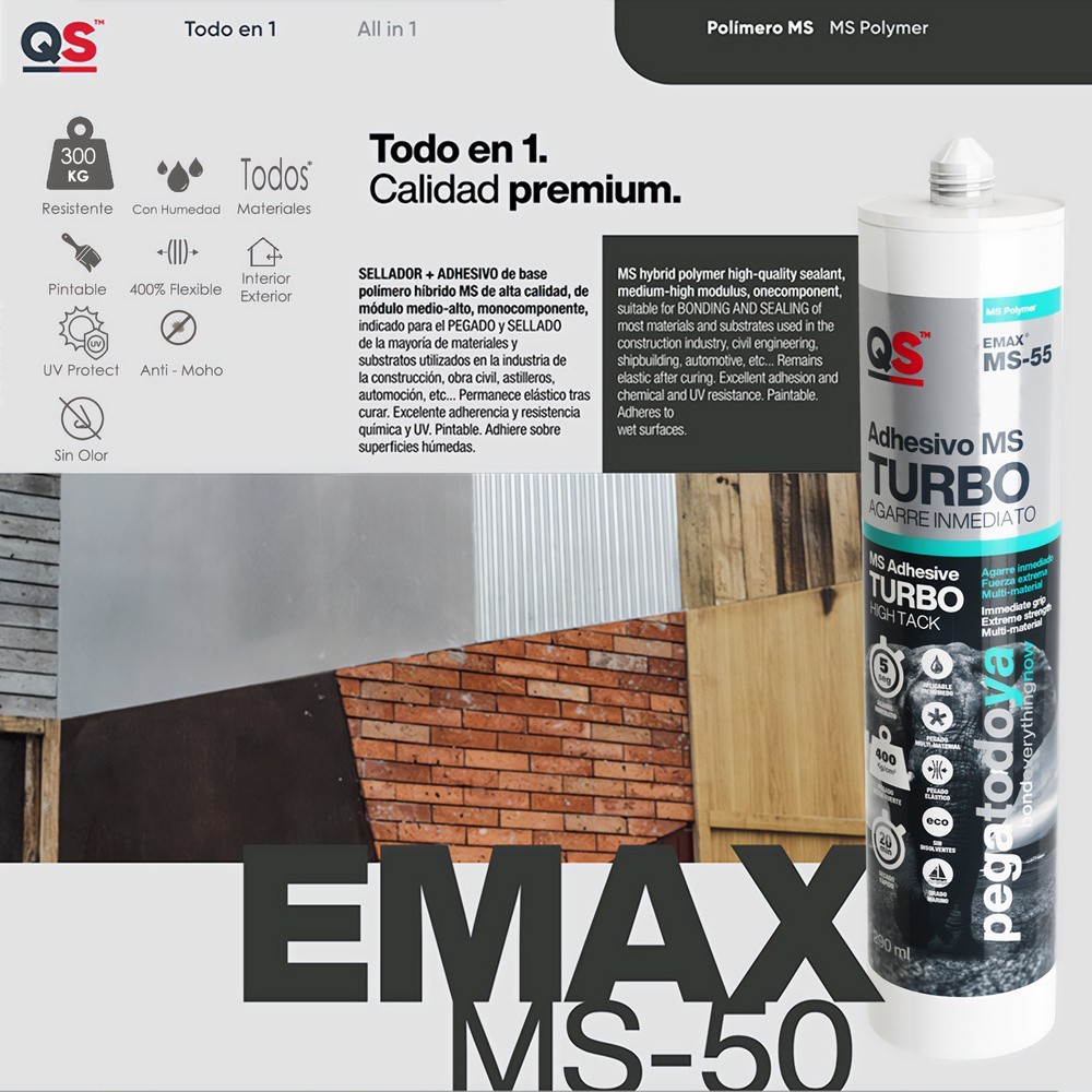 Adhesivo Emax Ms-55 Agarre Instantáneo Turbo Blanco 290 ml, al por Mayor | Almacén de Ferretería