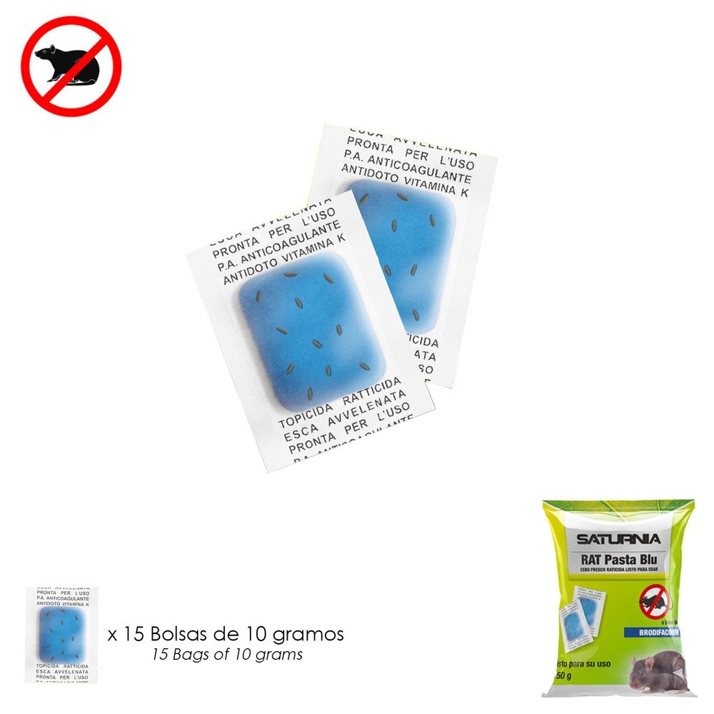 Cebo Fresco Para Roedores, Bolsa 150 gr, Dosis Individuales, 15 bolsitas x 10 gr, Rat Pasta Blue al por Mayor | Almacén de Ferre
