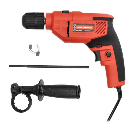 Taladro Percutor 550 Watt 13 mm, Con Variador de Velocidad, Incluye Empuñadura y Guia Metalica,