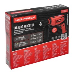 Taladro Percutor 550 Watt 13 mm, Con Variador de Velocidad, Incluye Empuñadura y Guia Metalica,