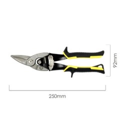 Tijeras Chapa Corte Derechas 250 mm, Hoja Acero Al Carbono, Mangos Engomados, Con Dientes Serrados, Cortachapa, Tijera Aviacion
