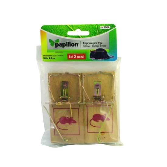 Trampas ratones madera 9,8 x 4,8 cm, (2 unidades) al por Mayor | Almacén de Ferretería