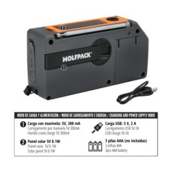 Linterna Led De Emergencia Solar Con Radio, Con Bateria, Carga Manual Dinamo