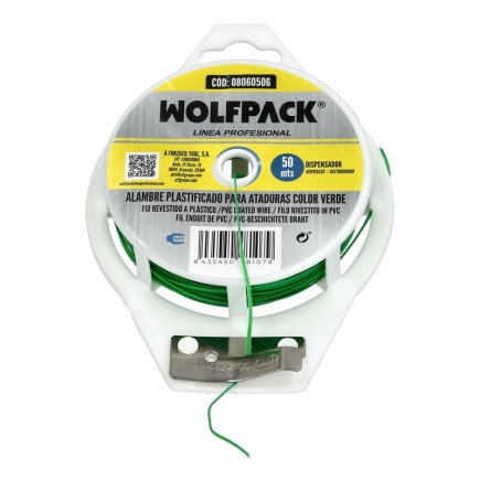 Alambre Atadura Plastificada Verde (Dispensador 50 M,)