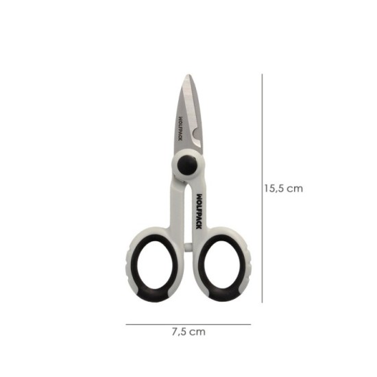 Tijeras Electricista 140 mm, Mango TPR No Aislado, Hojas Acero Inoxidable, Ergonomicas, Tijeras Cortar Cable, Pelacables al por 