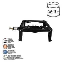 Hornillo Gas 4 Pies 40x40 cm, Potencia 7,000 Watts,