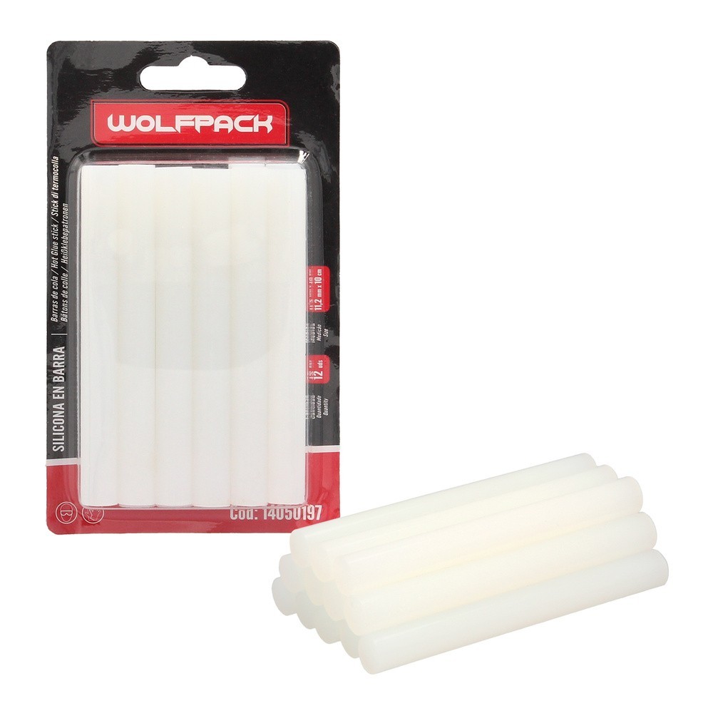 Barras De Pegamento Caliente Ø 11,2 mm, Blister 12 Unidades, Barras Silicona, Pegamento Pistola Termofusible, Silicona Pistola a